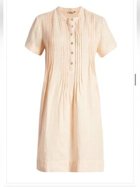 Faherty Soft Peach Gemina Linen Short Sleeve Mini Dress with Pockets Size XS